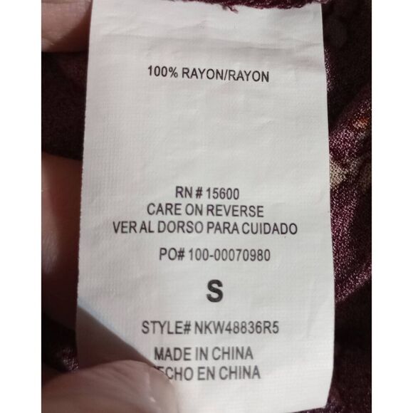 Rewind Shirt Ladies Small Maroon‎ Floral Crop top Long Sleeve - Picture 6 of 7